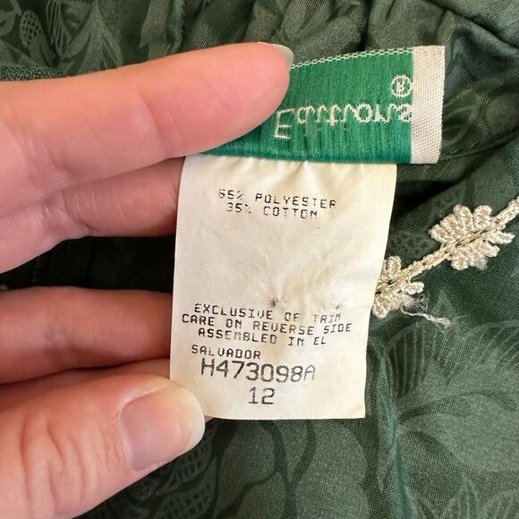 Rare Editions Girls 12 Green Jacquard Lace Dress Holiday Christmas Vintage Style - Picture 10 of 10